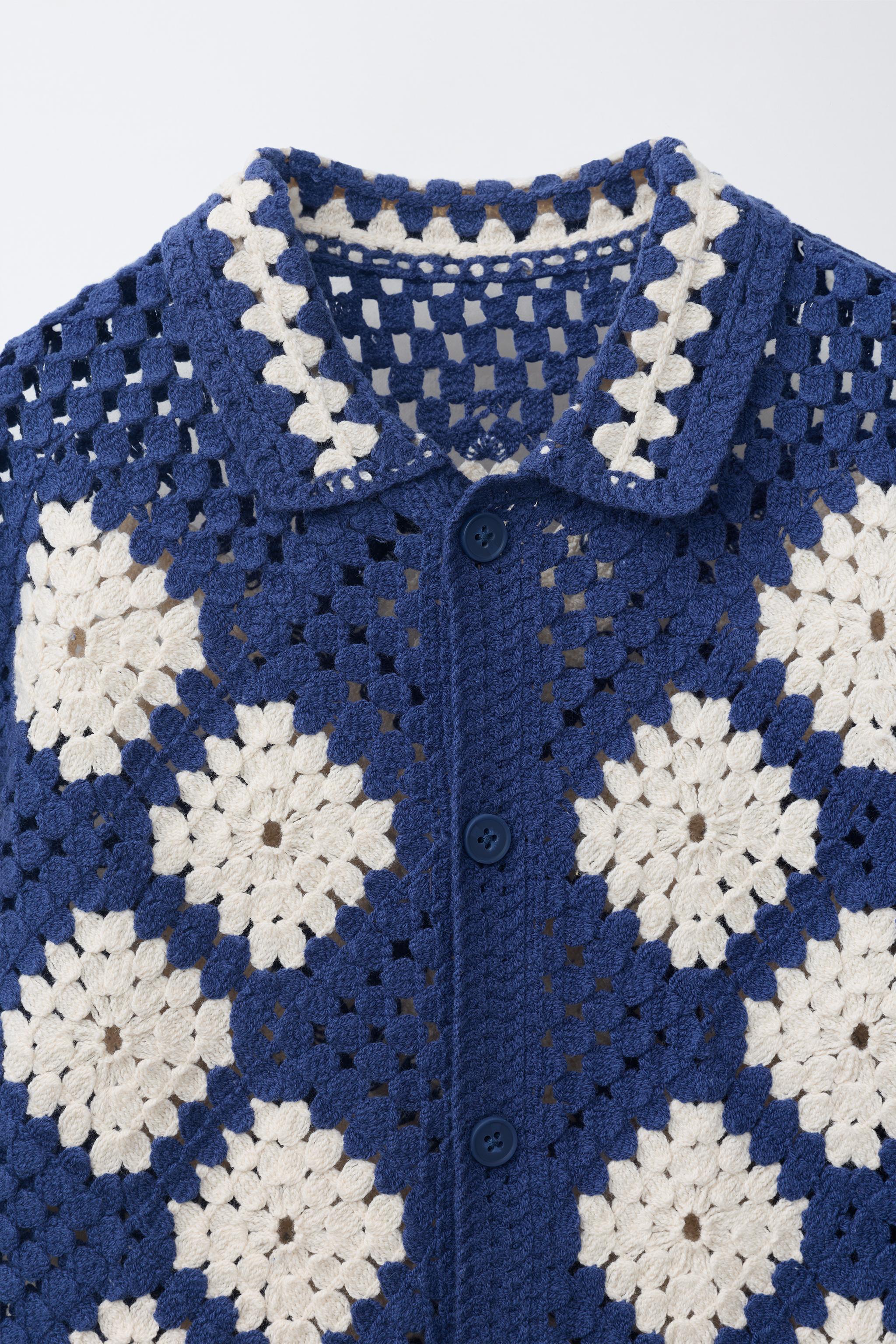 DIAMOND CROCHET KNIT OVERSHIRT